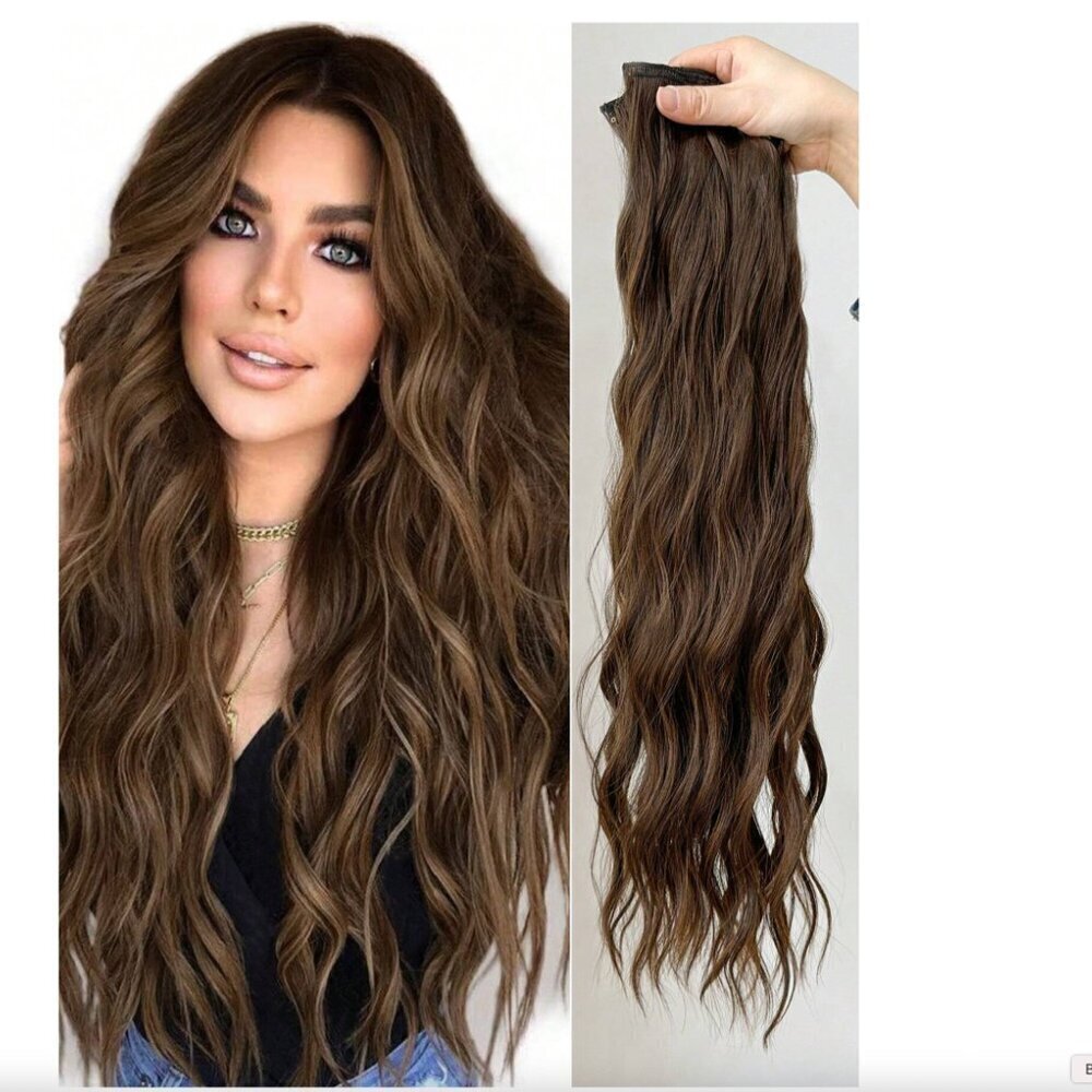 Copper Brown 22 In Clip in Hair Extensions